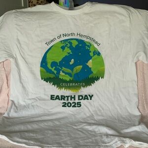 Gildan White Unisex Earth Day 2025 Tee with Blue & Green Graphic